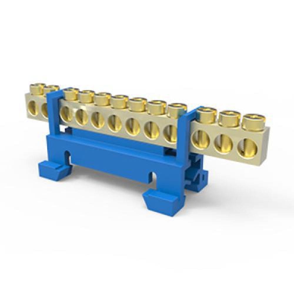 Borneira 12 Furos Para Trilho Din - Enerbras Azul