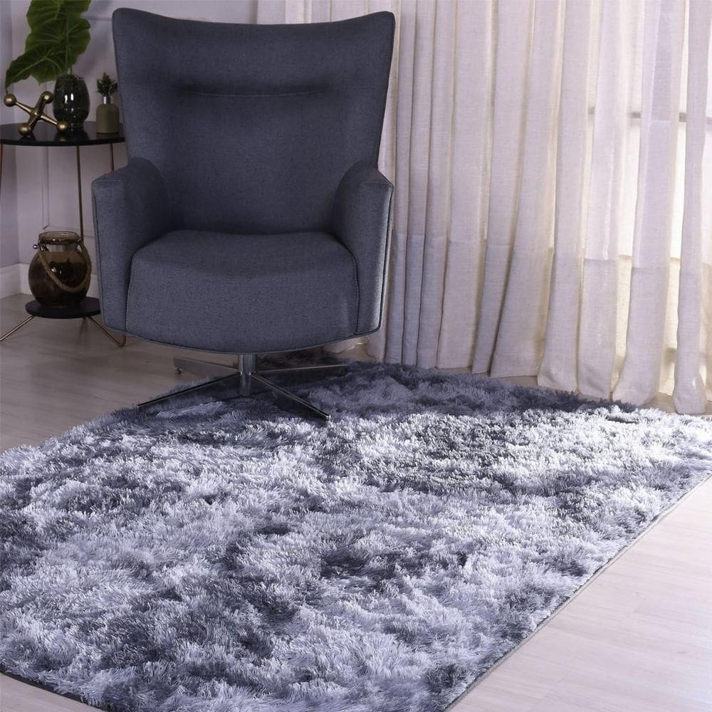 Tapete Fluffy Para Sala 100% Poliester 140x200cm Cinza Mescla
