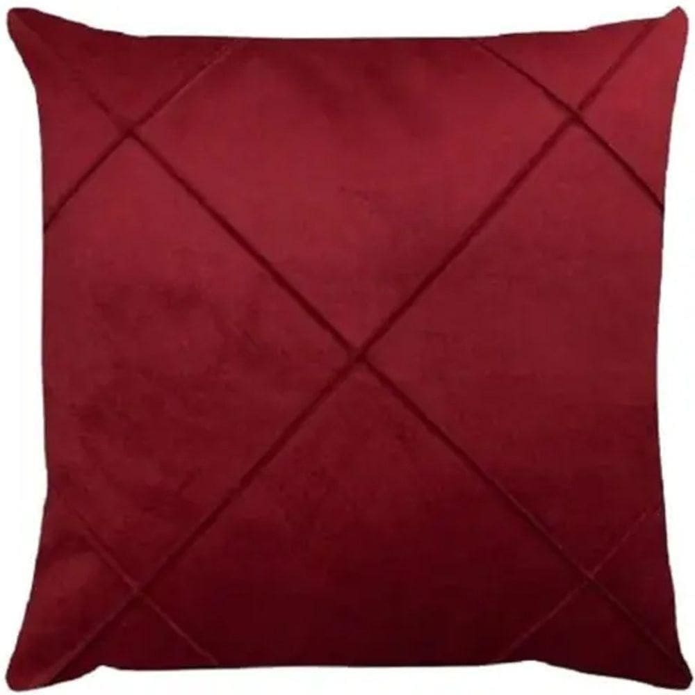 Capa De Almofada Suede Aveludada Drapeada 45x45cm Vinho