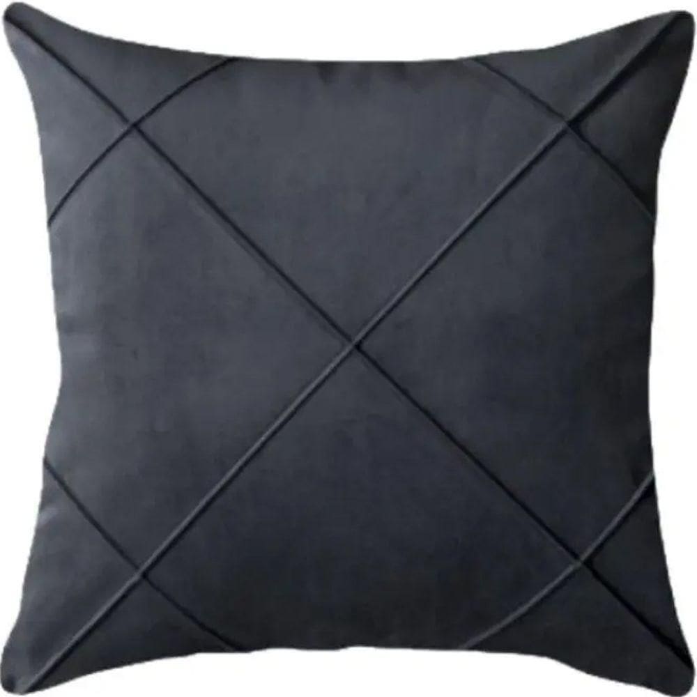 Capa De Almofada Suede Aveludada Drapeada 45x45cm Grafite