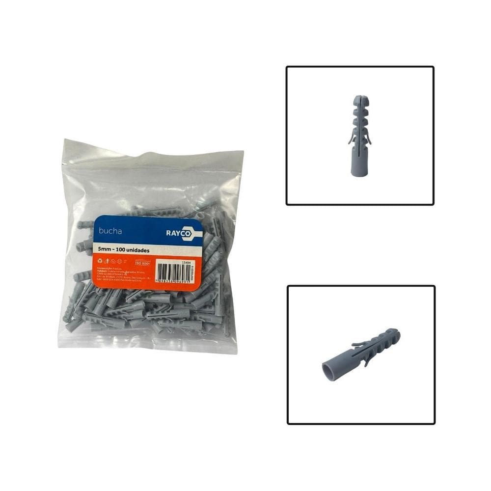 Pacote Bucha Fixa Sem Anel 5X25Mm 100 Unidades