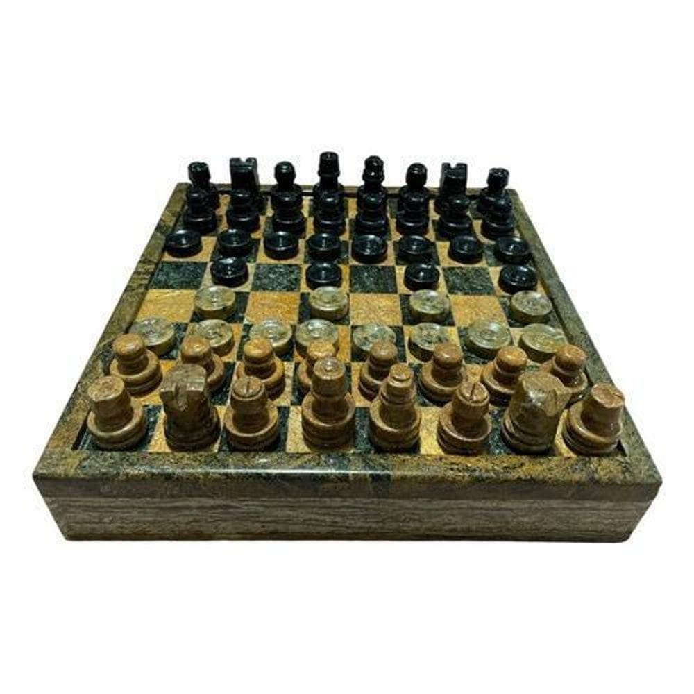 Tabuleiro 2 Em 1 Xadrez Damas Com Porta Peças 18 Cm