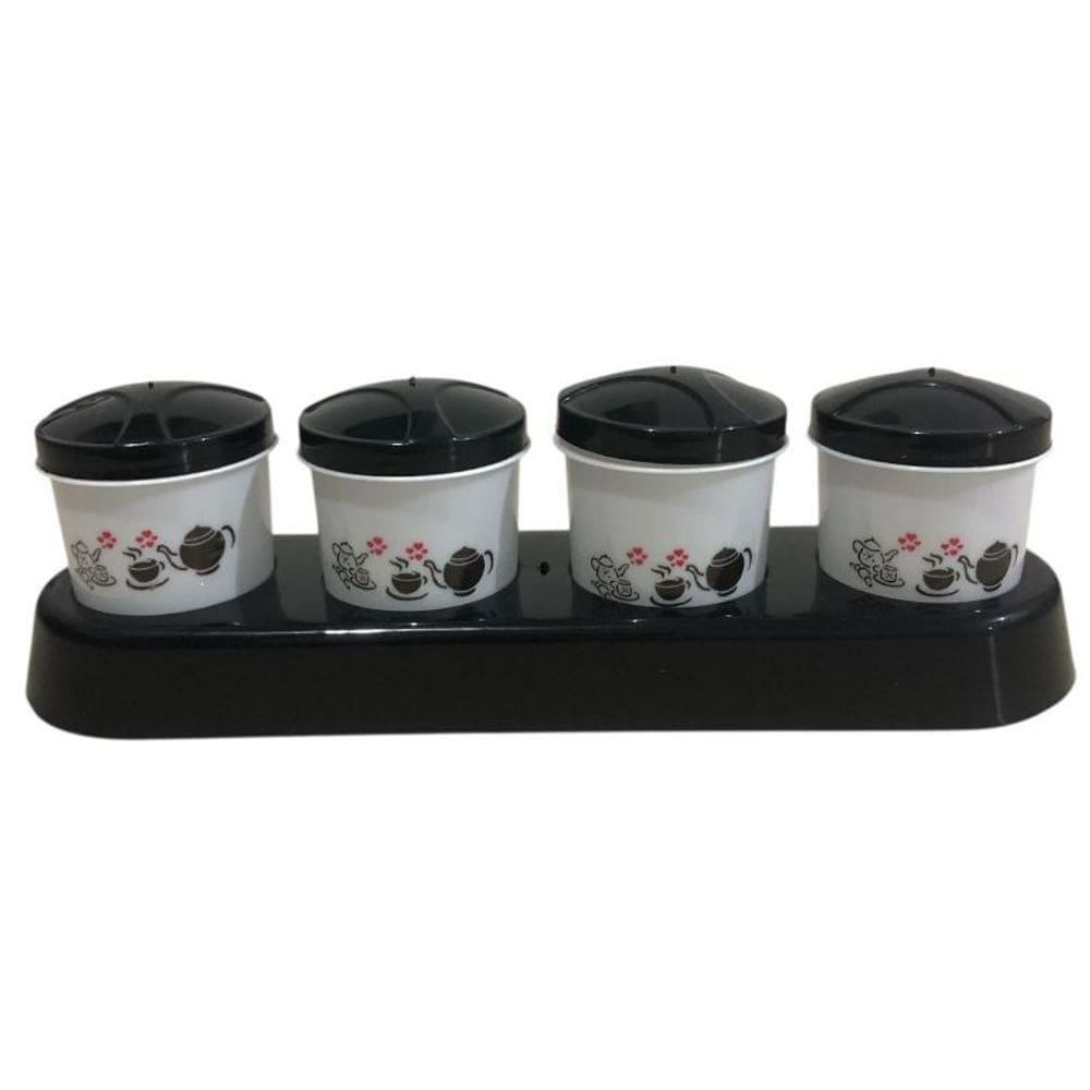 Kit 4 Porta Temperos com Suporte – Organizador de Condimentos