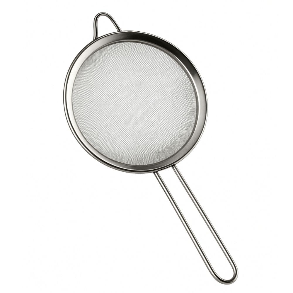 Peneira de Aço Inox 20cm com Cabo Vertical e Suporte para Panela