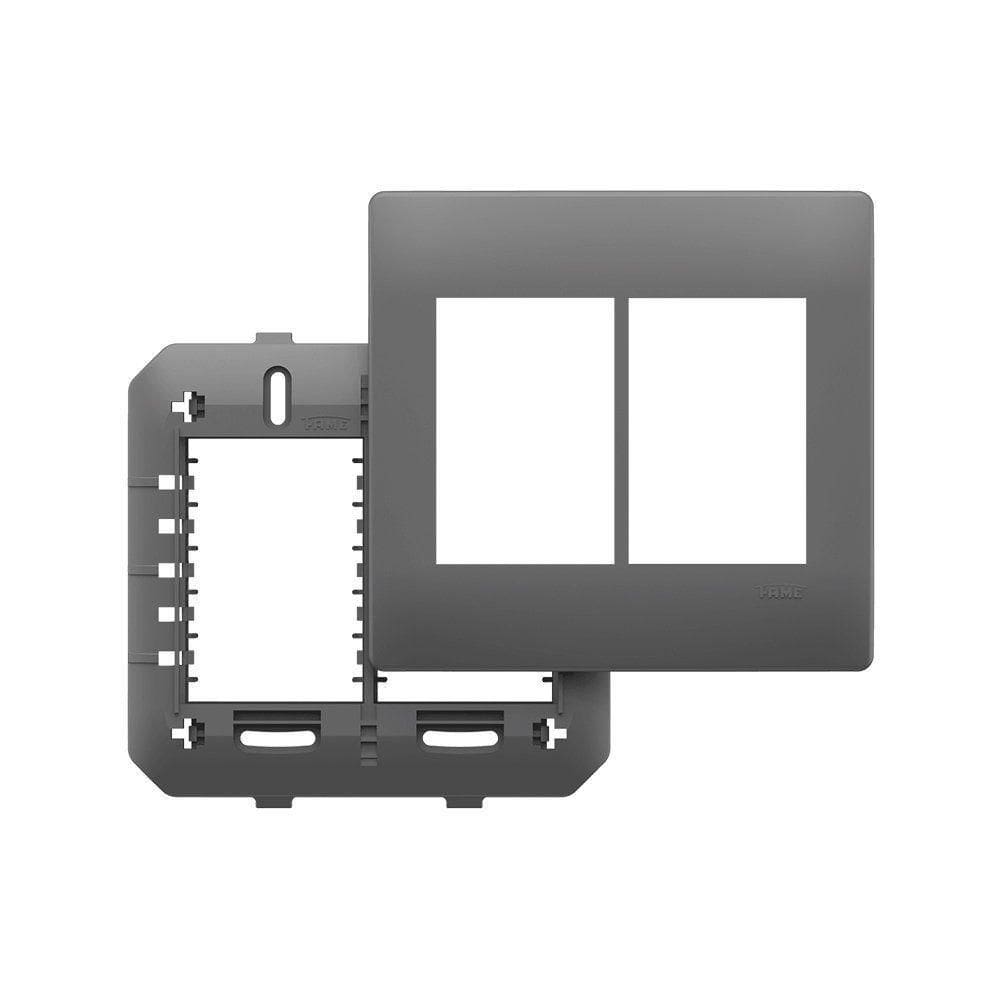 Placa Com Suporte Fame Habitat Onix 4x4 Para 6 Módulos Horizontais Onix