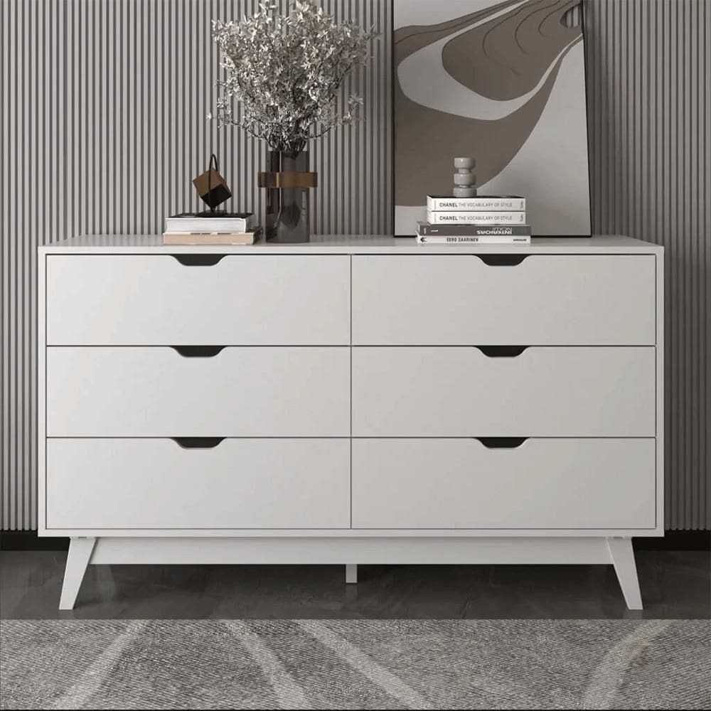 Cômoda 6 Gavetas Tecno Mobili CM8044,  Branco 136 cm