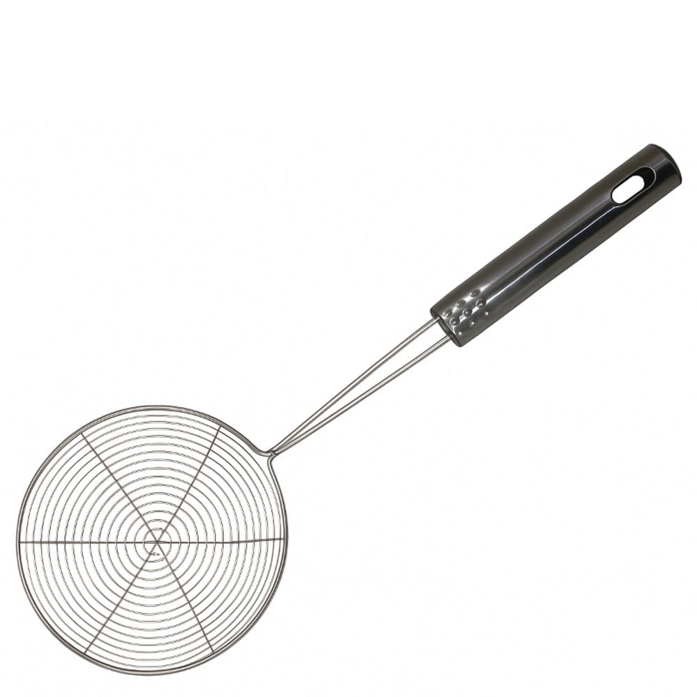 Escumadeira Aramada Aço Inox 30cm Cozinha, Frituras, Escorrer Óleo e Água