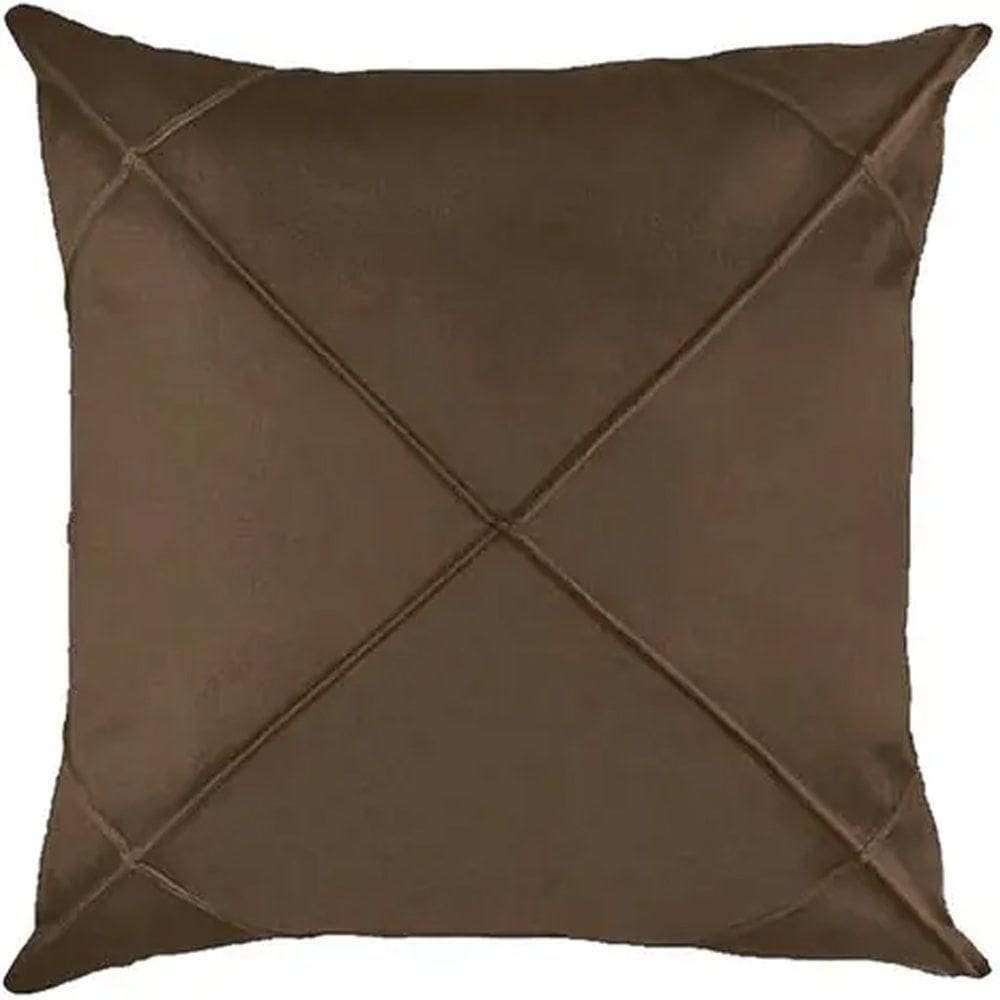 Capa De Almofada Suede Aveludada Drapeada 45x45cm Tabaco