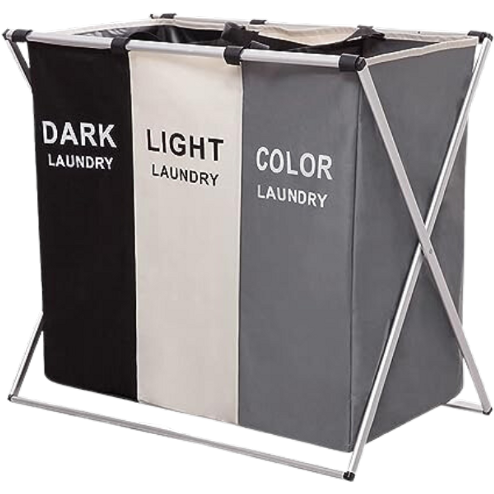 Cesto de Roupas Dobrável com 3 Divisórias  Organização Facil