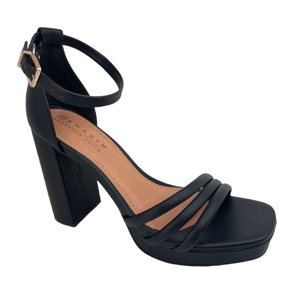 Sandália Casual Salto Alto Tiras Finas Fechamento Fivela Feminina Ramarim 58502