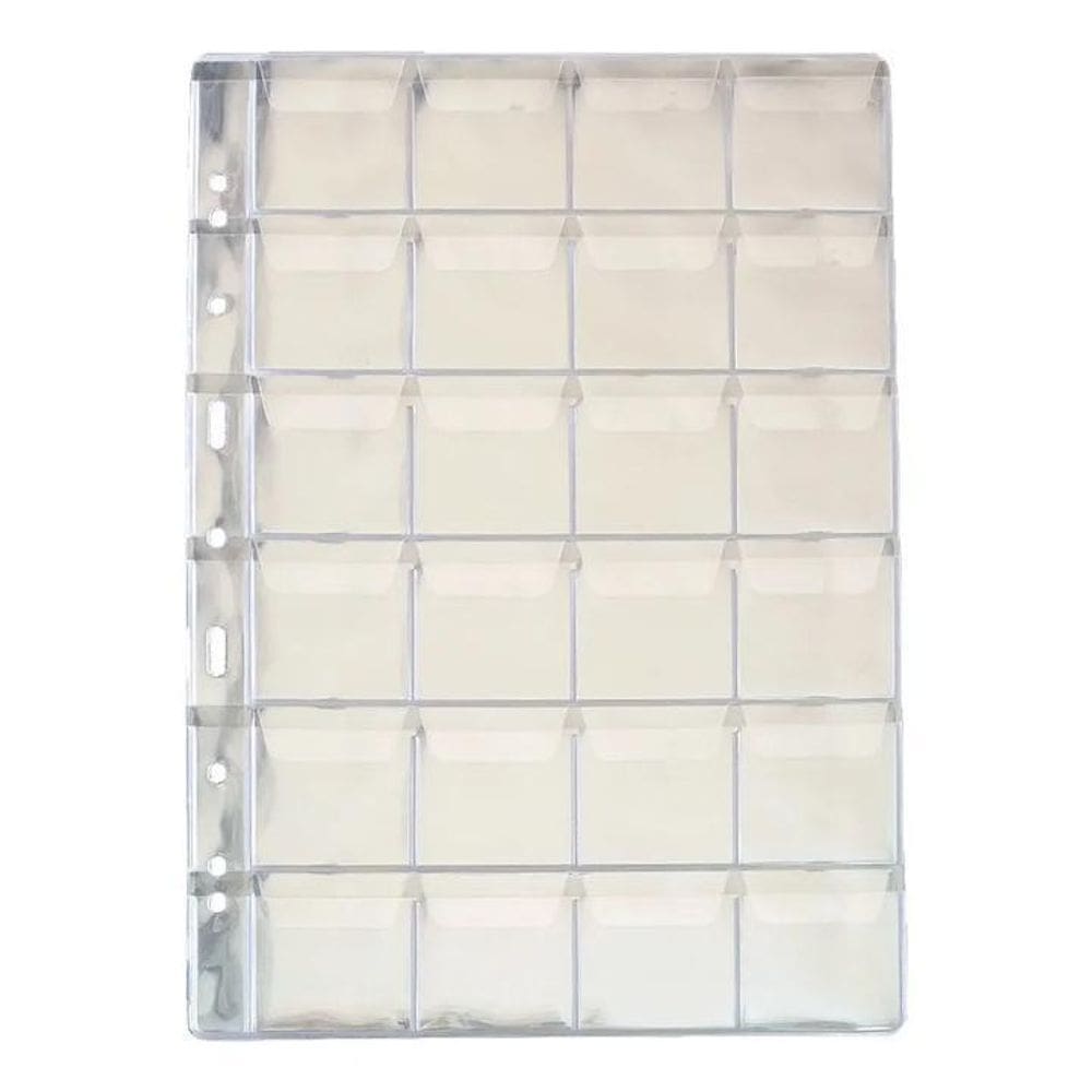 10 Folha Plastico Moedas 24 Divisões Furo Universal Com Aba