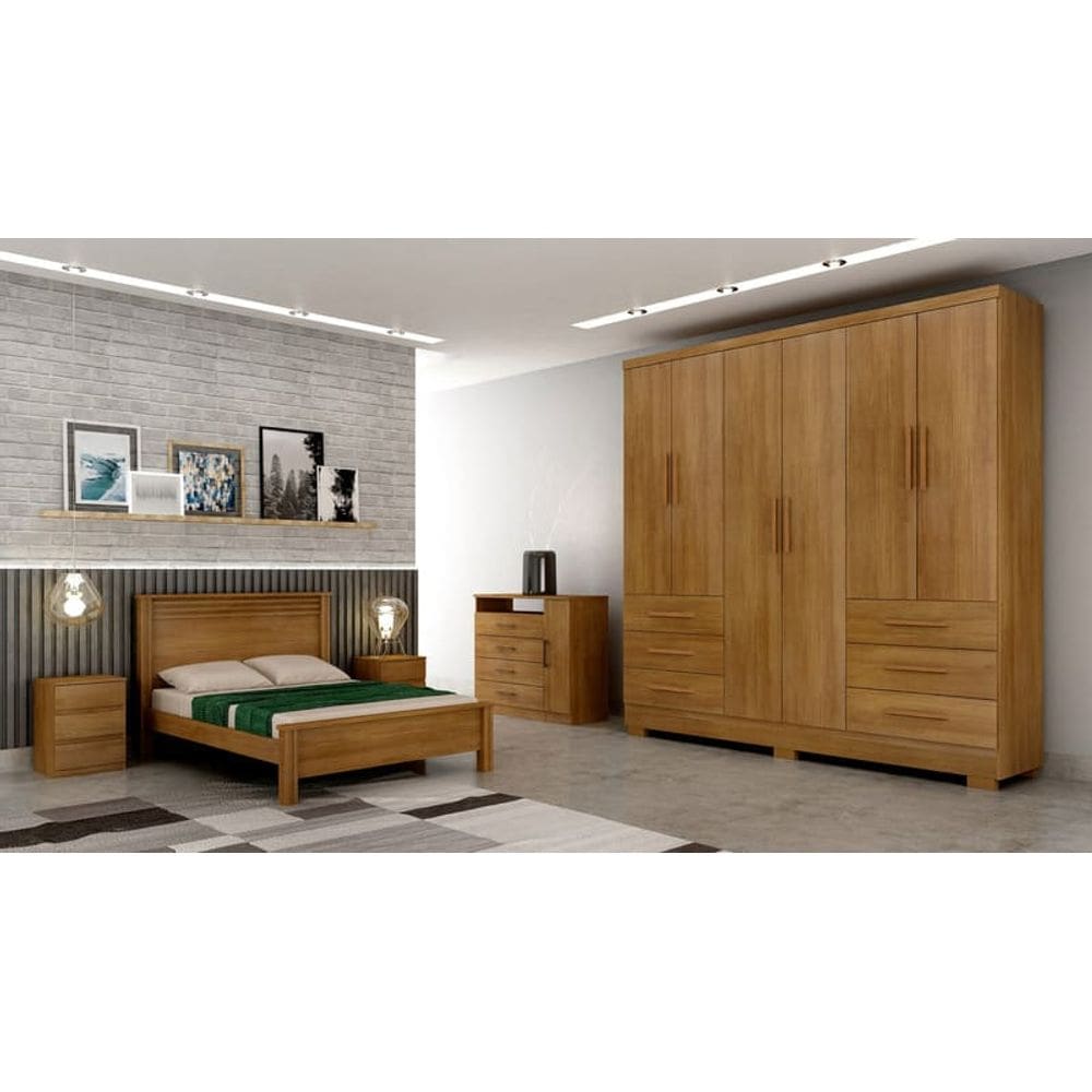 Guarda Roupa Solteiro com Pés 6 Portas 6 Gavetas - Berlim-Cumaru - Móveis Novo Horizonte