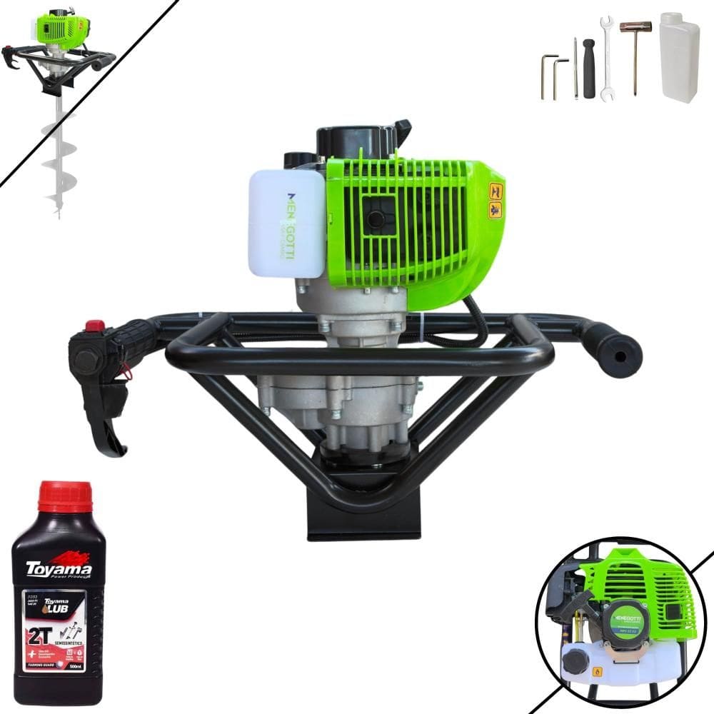 Perfurador de Solo Trado Motorizado Sem Broca Menegotti MPS52 À Gasolina 2T 52cc 1,8HP 9.000rpm Alta Performance Para Elevação de Cercas + ÓLEO TOYAMA