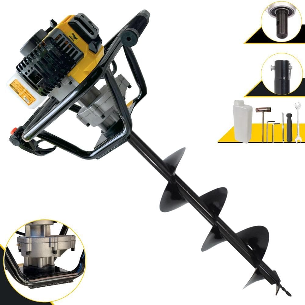 Perfurador de Solo Lynus PSL-517 À Gasolina Motor 2T 52cc 1,8HP Profissional de Alta Rotação e Performance Com Broca 80x20cm