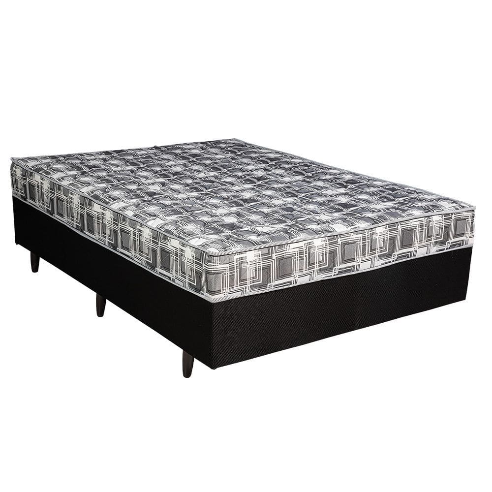 Cama Box Conjugada Casal Berflex com Molas Ensacadas Espuma D26 Suporte 90kg Preta Certificada INMETRO