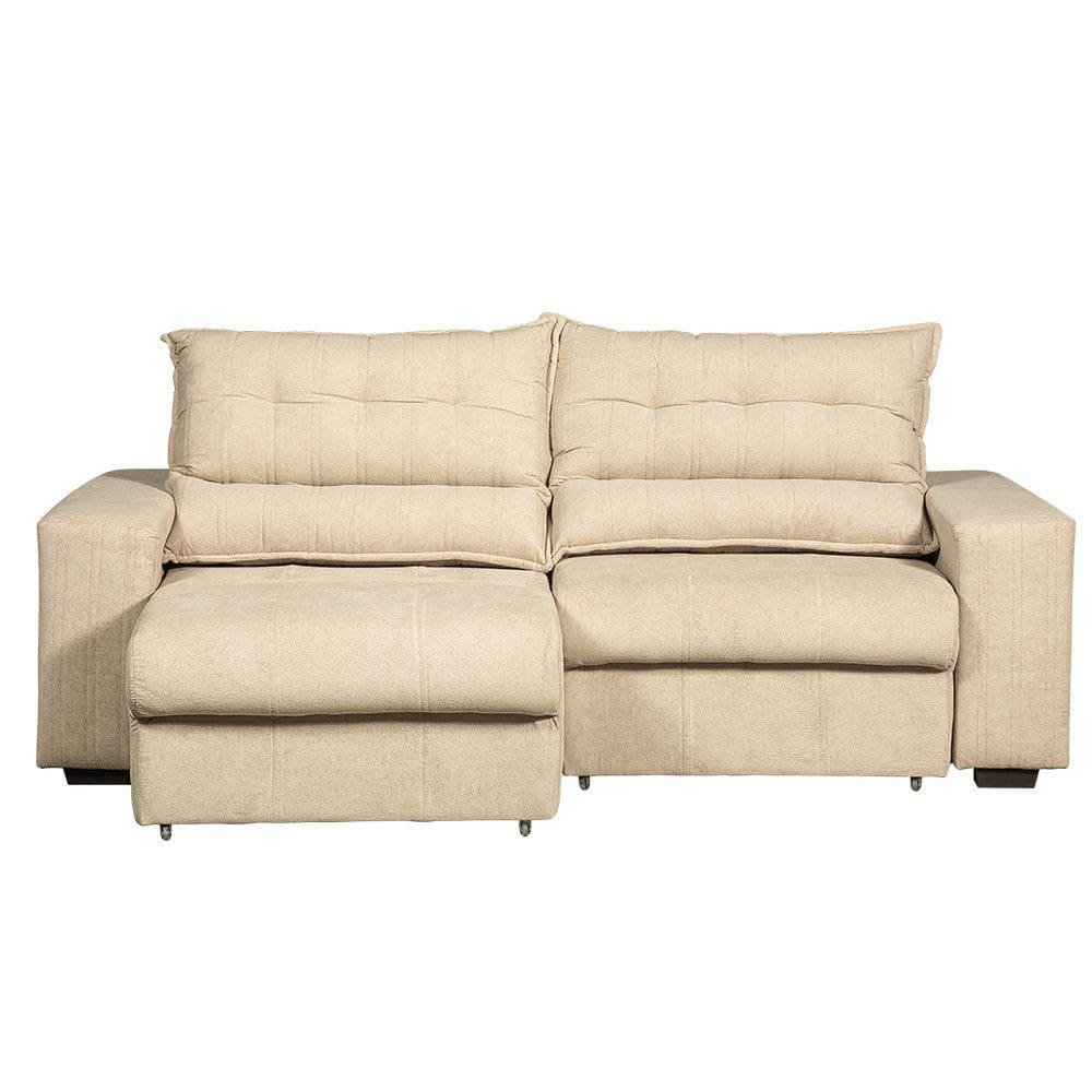 Sofa Retratil e Reclinavel Balli 3 Lugares 2,30m Bipartido em Tecido Boucle Suporta 120kg por Assento
