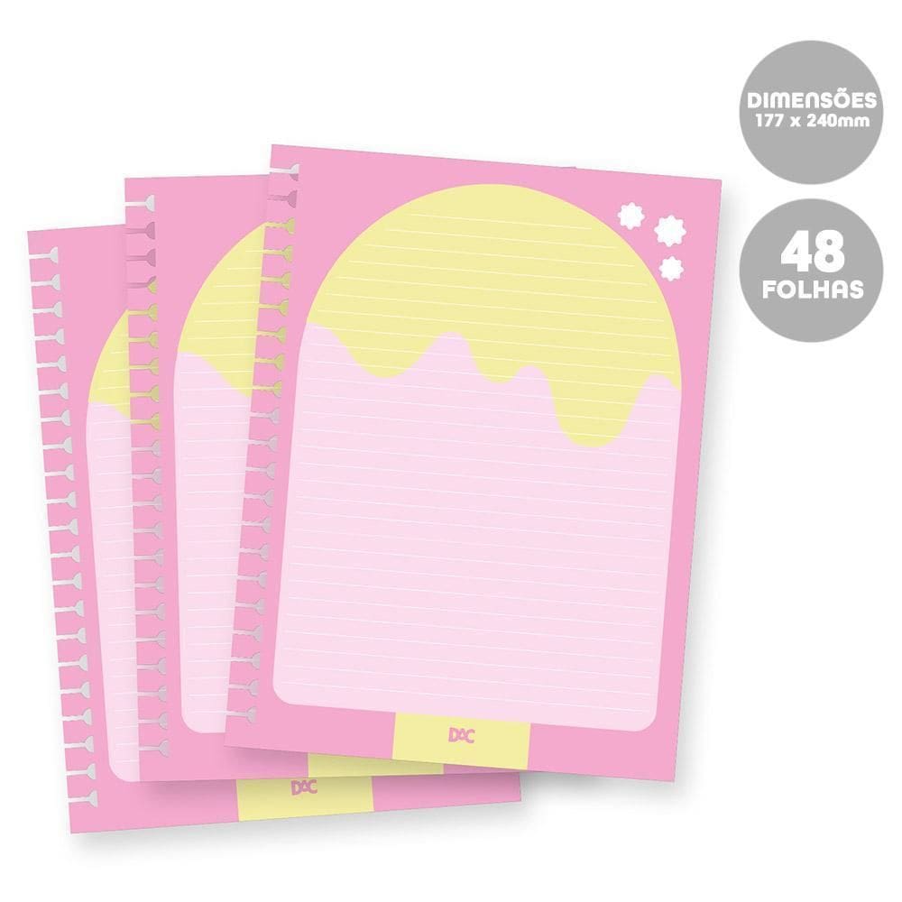 Refil Para Caderno Smart Colegial 48 Folhas Rosa Hello Dac