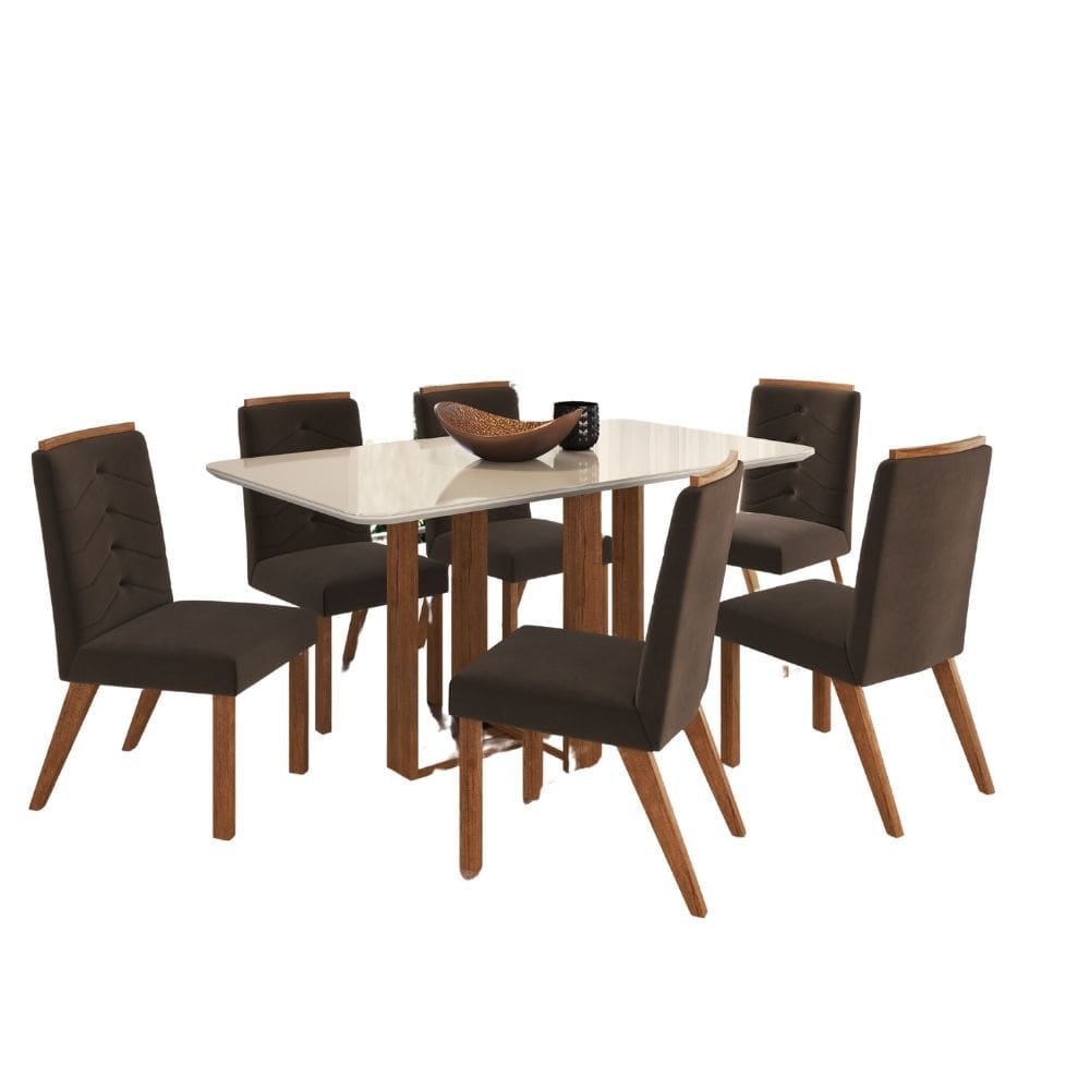 Conjunto Mesa 6 Cadeiras 170/27 Vidro 160cm com Tecido Joli Zamarchi
