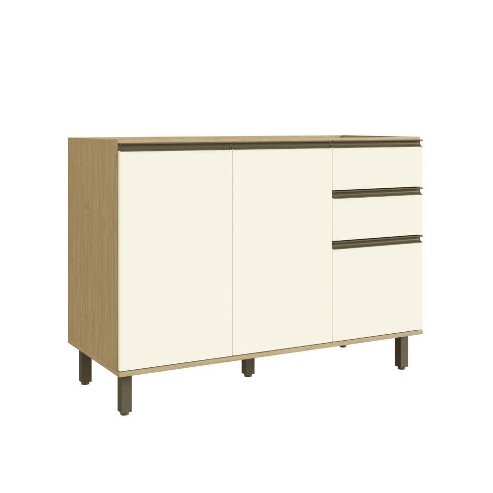 Balcao Para Pia Nova Dubai 2 Portas 3 Gavetas MDF 120cm Casamia