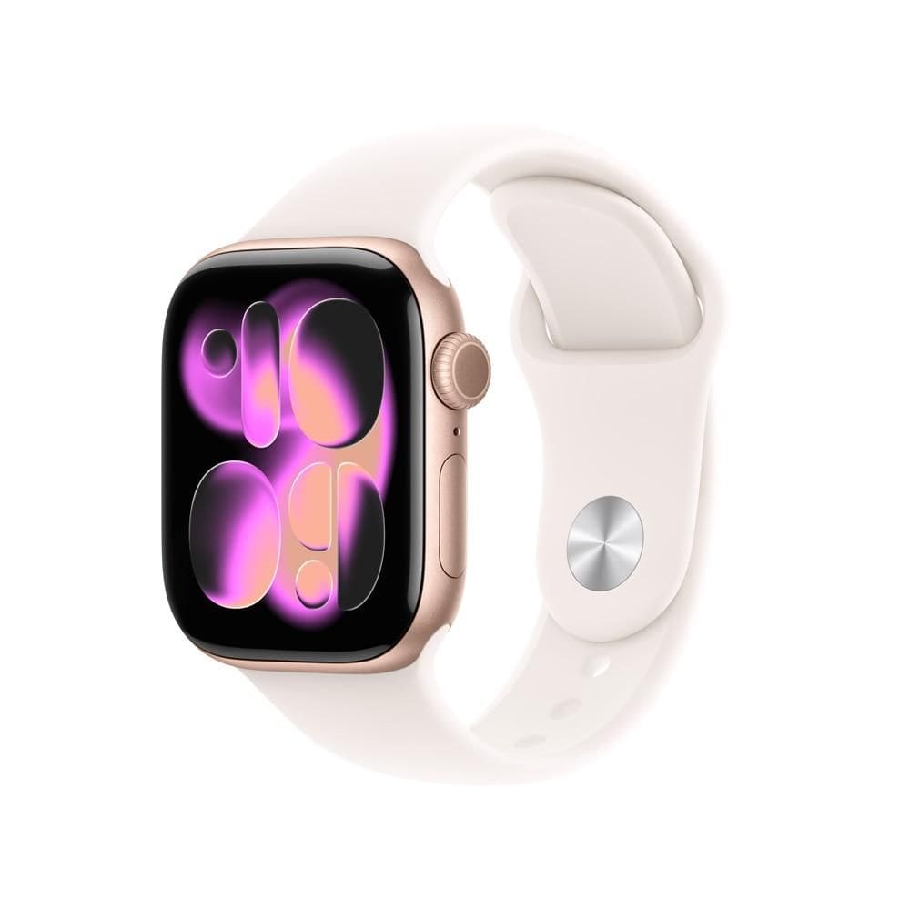 Apple Watch Series 11 GPS - Caixa cor de ouro rosa de alumínio – 42 mm - Pulseira esportiva blush-clara – M/G