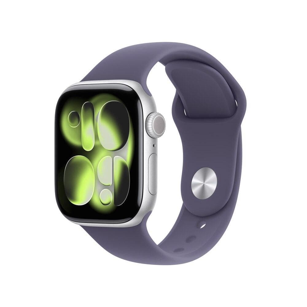 Apple Watch Series 11 GPS - Caixa prateada de alumínio – 42 mm - Pulseira esportiva roxo-névoa – P/M