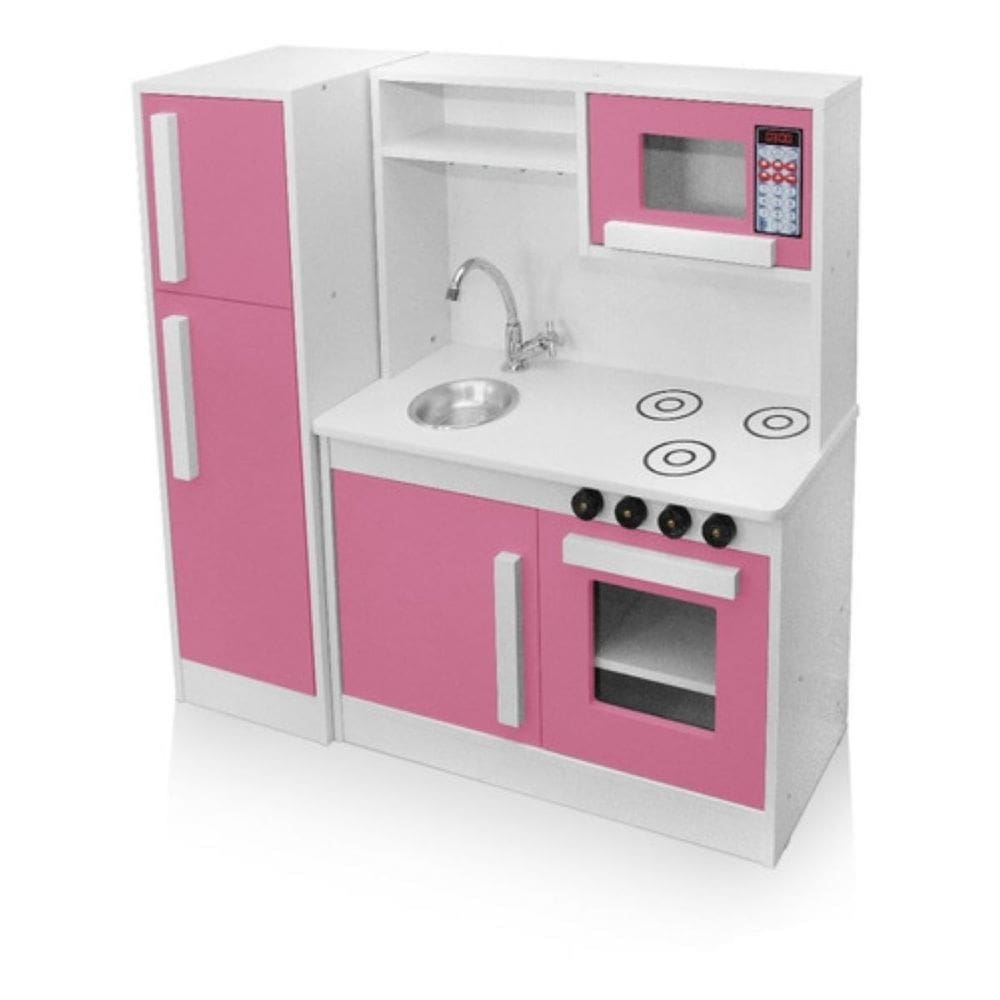 Cozinha Infantil Brinquedo Educativo Completa com Armário Fogão Pia e Geladeira