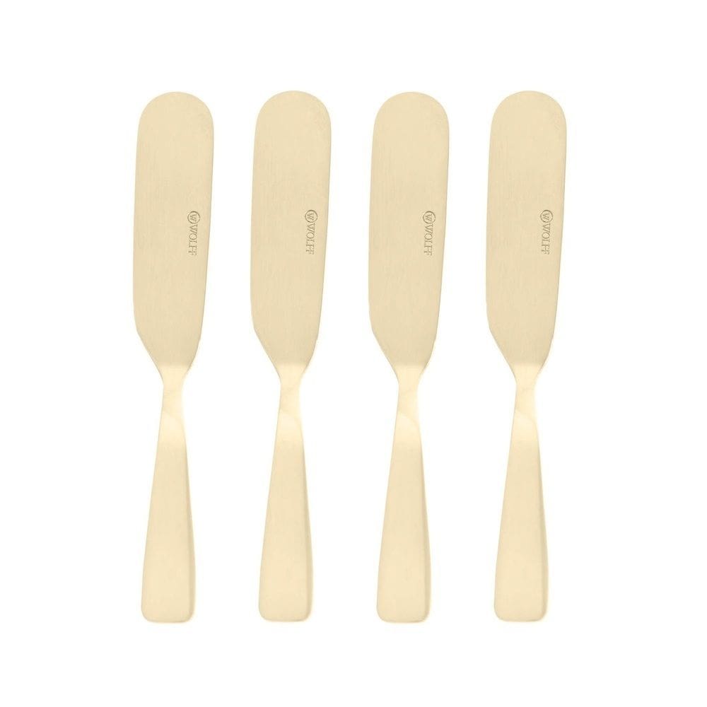 Cj 4 Espátulas P/Servir Manteiga/Patê Aço Inox Dourado Wolff