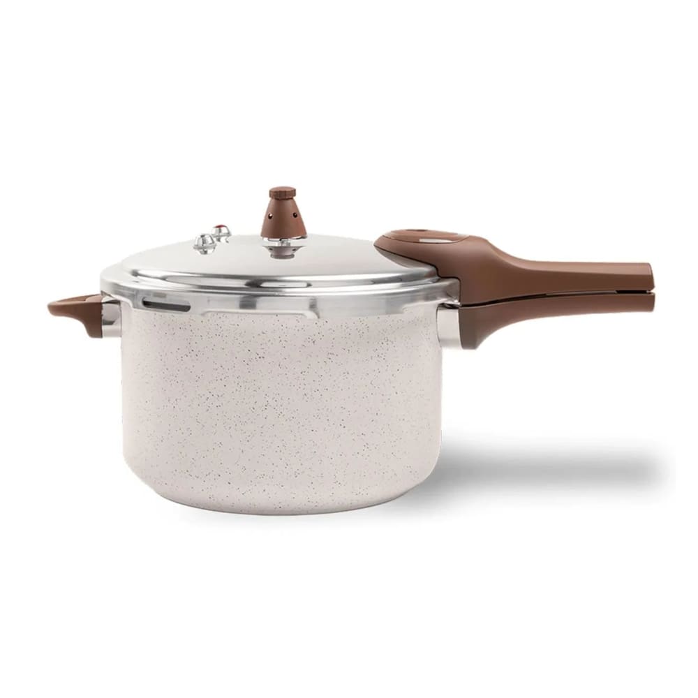 Panela de Pressão Antiaderente Cerâmic Life Vanilla C/Fundo de Indução 6,8 Litros Brinox