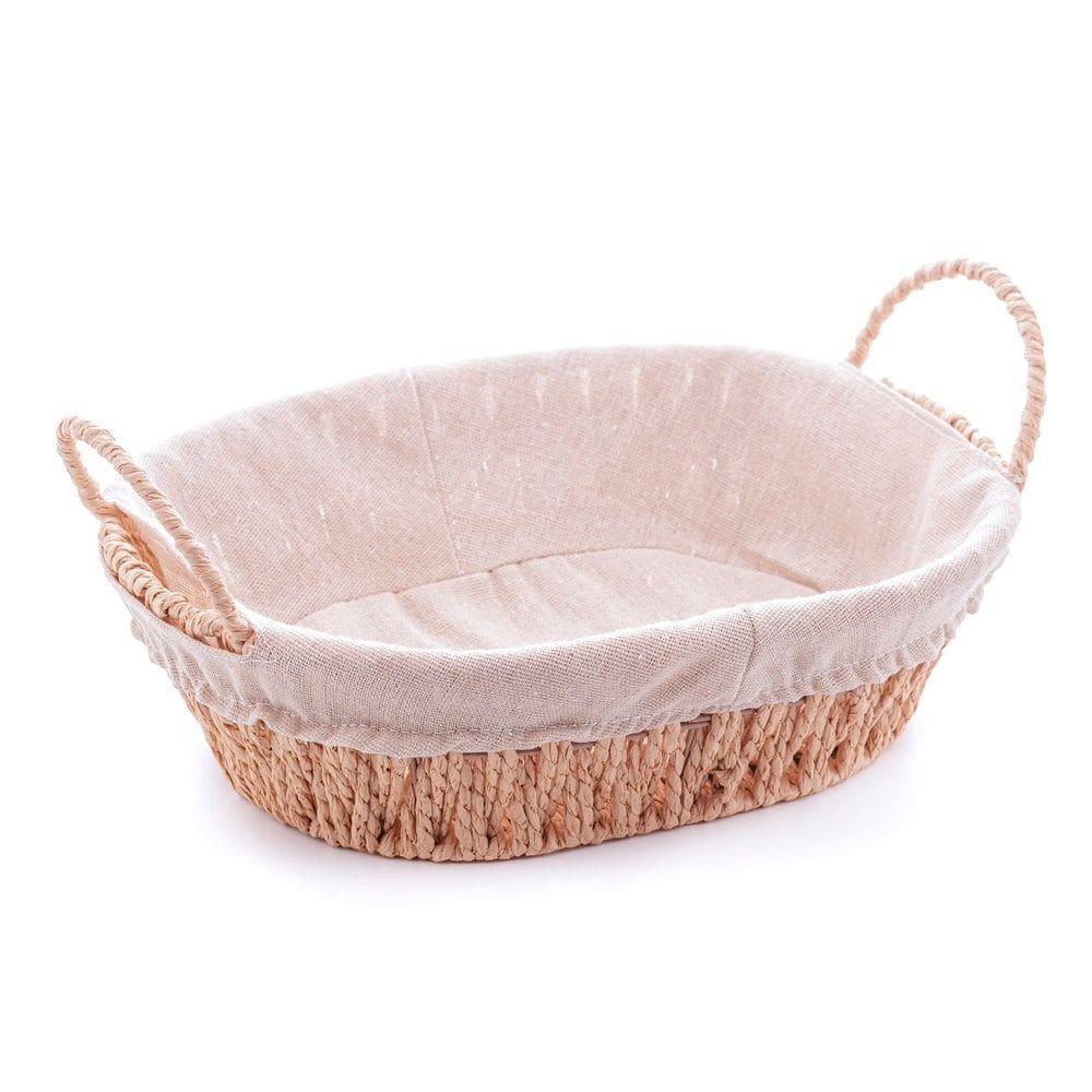 Cesta Oval de Sisal C/Alça e Forro em Tecido 30,5x21cm Wolff