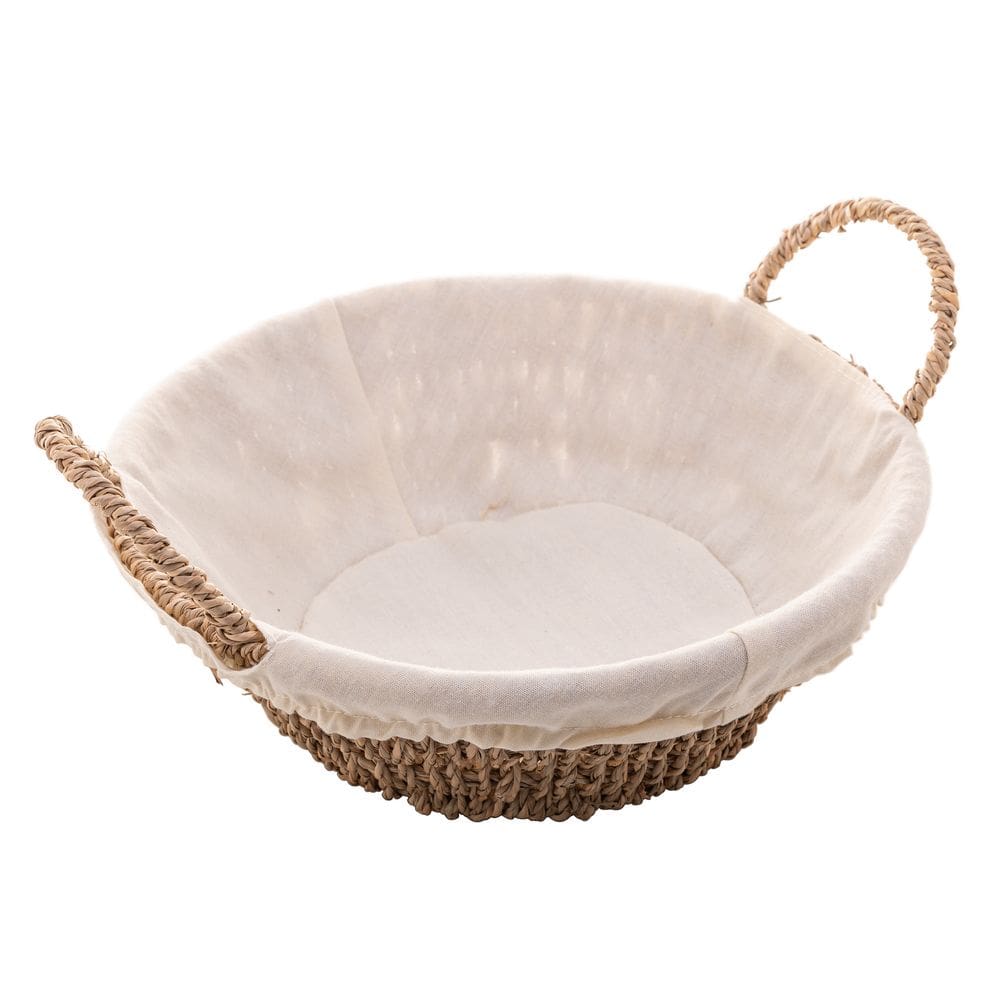 Cesta Redonda de Sisal C/Alça e Forro em Tecido 29x13cm Wolff
