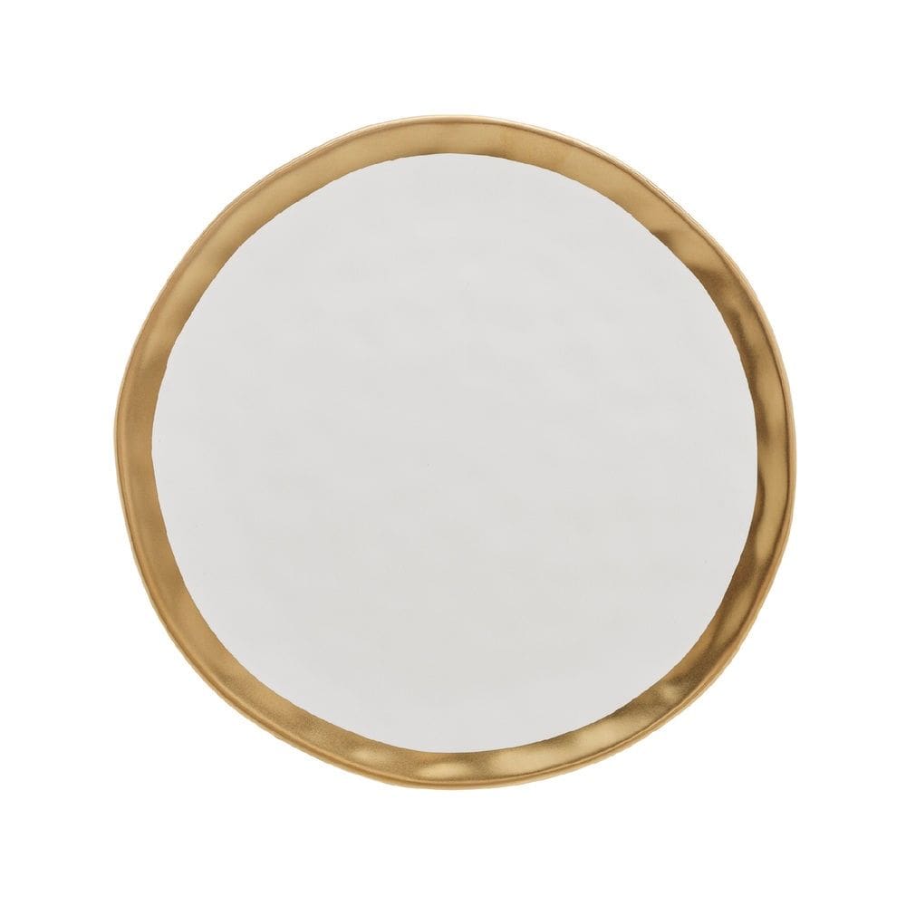 Prato Raso P/Sobremesa de Porcelana Branco/Dourado Dubai 21cm Wolff