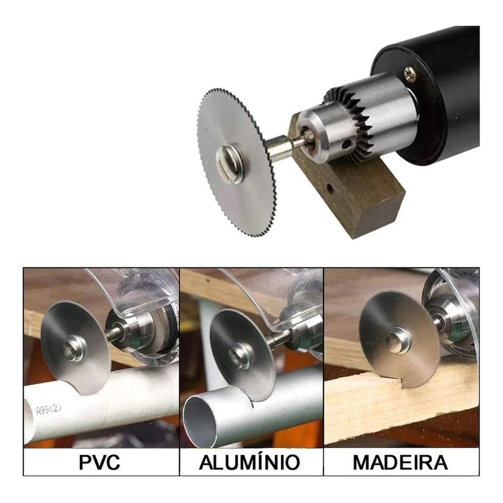 Kit Disco De Serra Jogo de Lâmina Circular 6 Peças Para Micro Retífica Corta Madeira, PVC, Plastico, Aluminio e Metais
