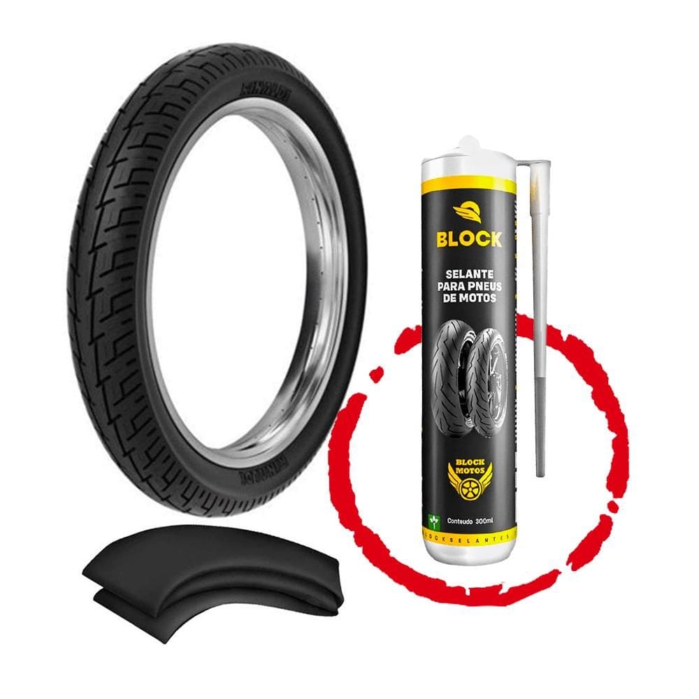 Kit Pneu Cg Fan Titan Factor Ybr Yes 90/90-18 Bs32 Rinaldi + Camara + Selante