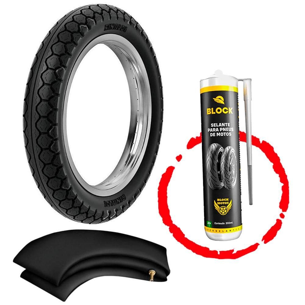 Kit Pneu Cg Titan Fan Cargo 90/90-18 Pd29 Rinaldi + Camara + Selante