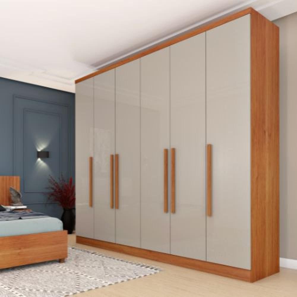 Guarda-Roupa Casal 6 Portas 4 Gavetas Cinamomo / Off White Veneza TCIL