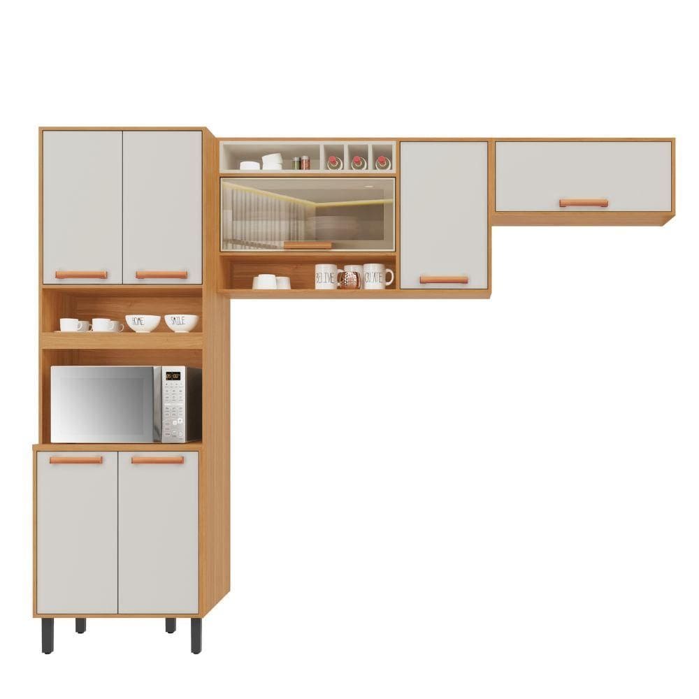 Cozinha Compacta 7 Portas Cinamomo/Off White Napoles