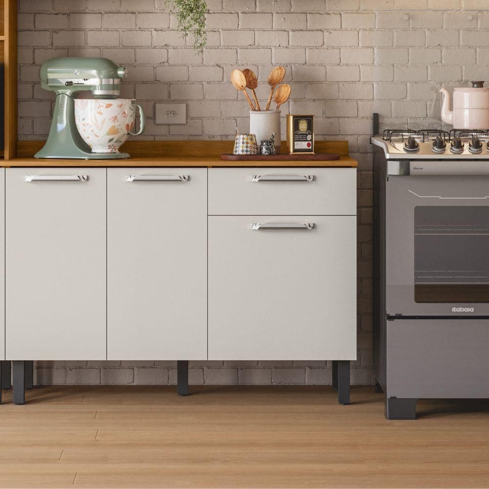 Balcão de Cozinha 3 Portas 1 Gaveta Cinamomo/Off White Vegas