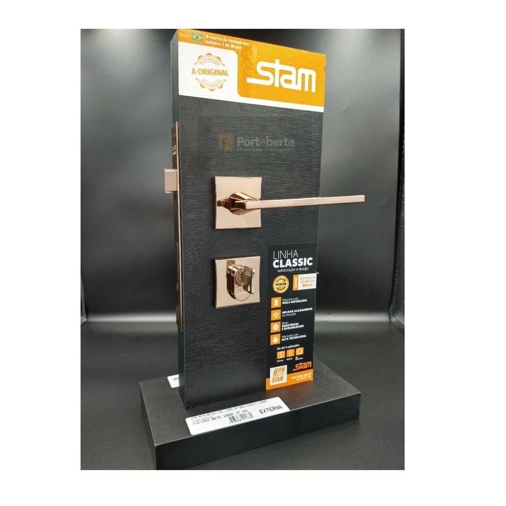 Fechadura Porta Externa Rose Stam Classic 55Mm Quadrada