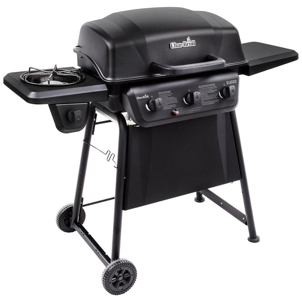 Char Broil 463773817 P2 Churrasqueira a Gás 8.000 BTU com 3 Queimadores e 1 Queimador Lateral em Aço Inoxidável, Preto