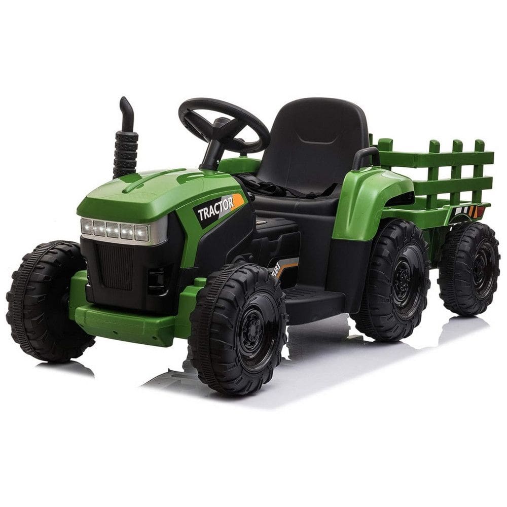 Trator Elétrico Infantil a Bateria 12V com Motor Duplo e Luzes LED, para 3 a 6 Anos, TOBBI, Verde