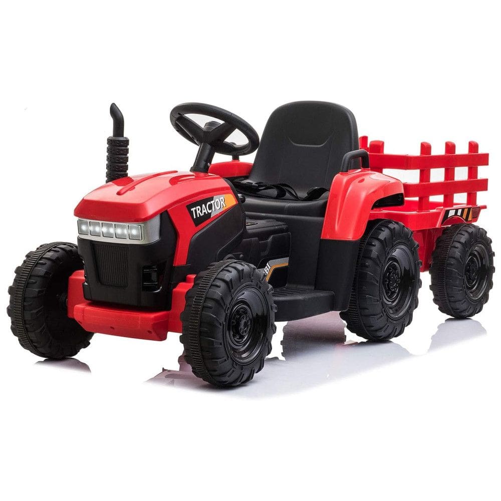 Trator Elétrico Infantil com Motor Duplo e Luzes LED, para 3 a 6 Anos, TOBBI, Vermelho
