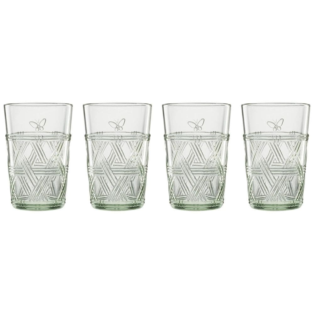 Conjunto de Copos 350mL para Qualquer Ocasião com Tema de Borboletas, 4 Peças e Resistente à Quebra, LENOX 896074, Verde