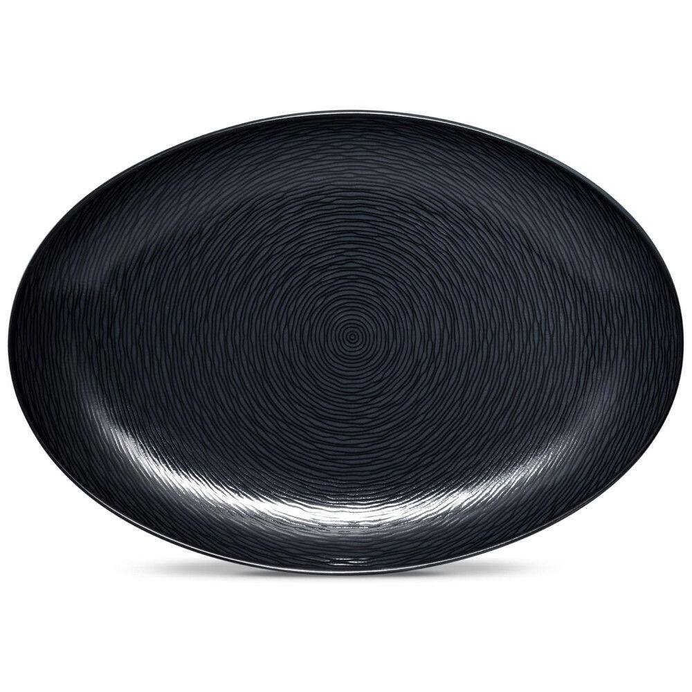 Prato Oval 40 cm em Porcelana, 01 Unidade, Noritake BoB Swirl, Preto