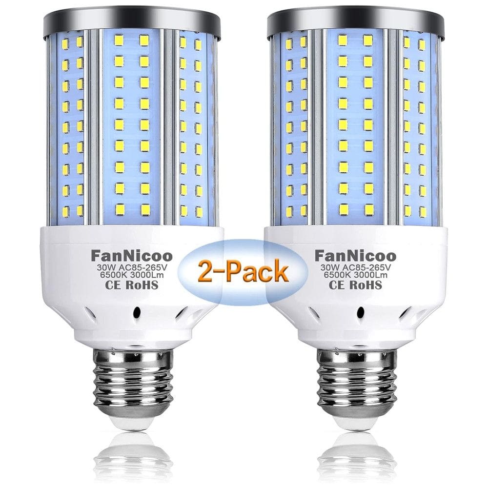 Lâmpada LED 200W 6000 Lumens 6500K Branca com Base E26, E27, 2 Unidades, FANNICOO, Branco