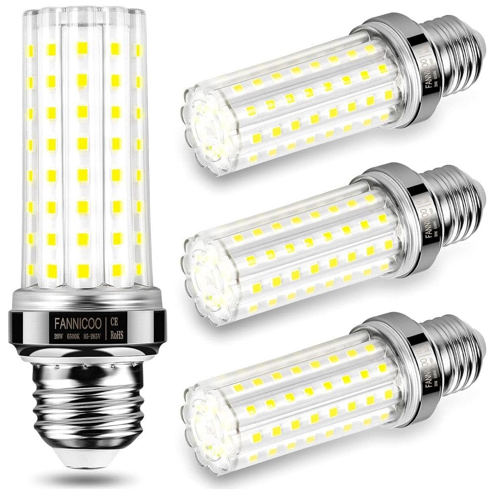 Lâmpada LED 150W 2000 Lumens 6500K Branca com Base E26, E27, 4 Unidades, FANNICOO, Branco