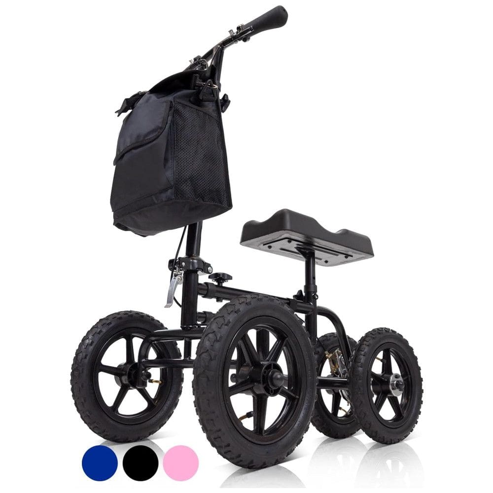 Andador 4 Rodas com Cesta e Apoio para Joelho Ideal para Lesões no Pé, VIVE MOBILITY, Preto