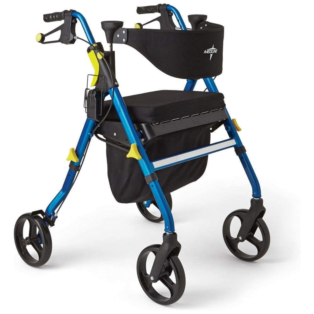 Andador Adulto Idoso com Apoio de Braço, Assento Acolchoado e Cesto, Suporta até 136 kg, MEDLINE MDS86845BM, Azul