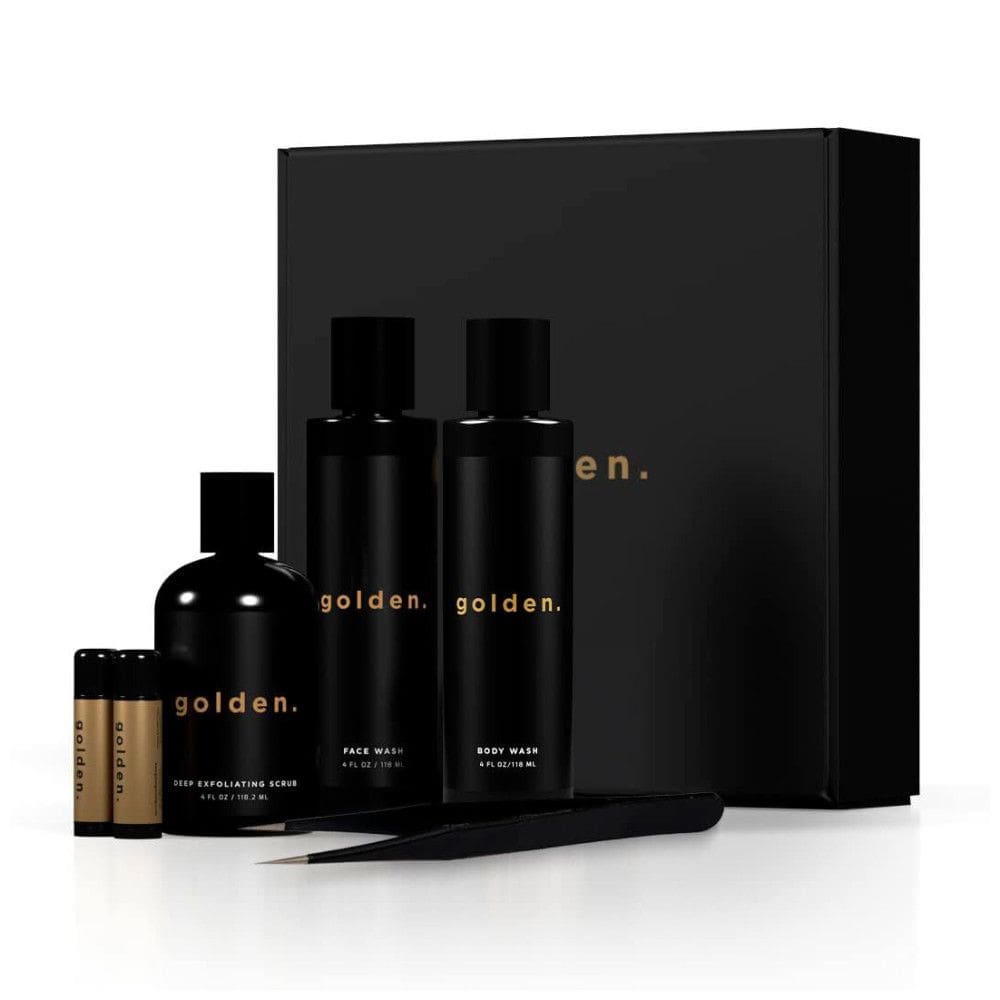 Kit Skincare Facial Anti Idade para Homens com Sabonete Facial, Hidratante, Esfoliante e Protetor Labial, GOLDEN GROOMING COMPANY, Preto
