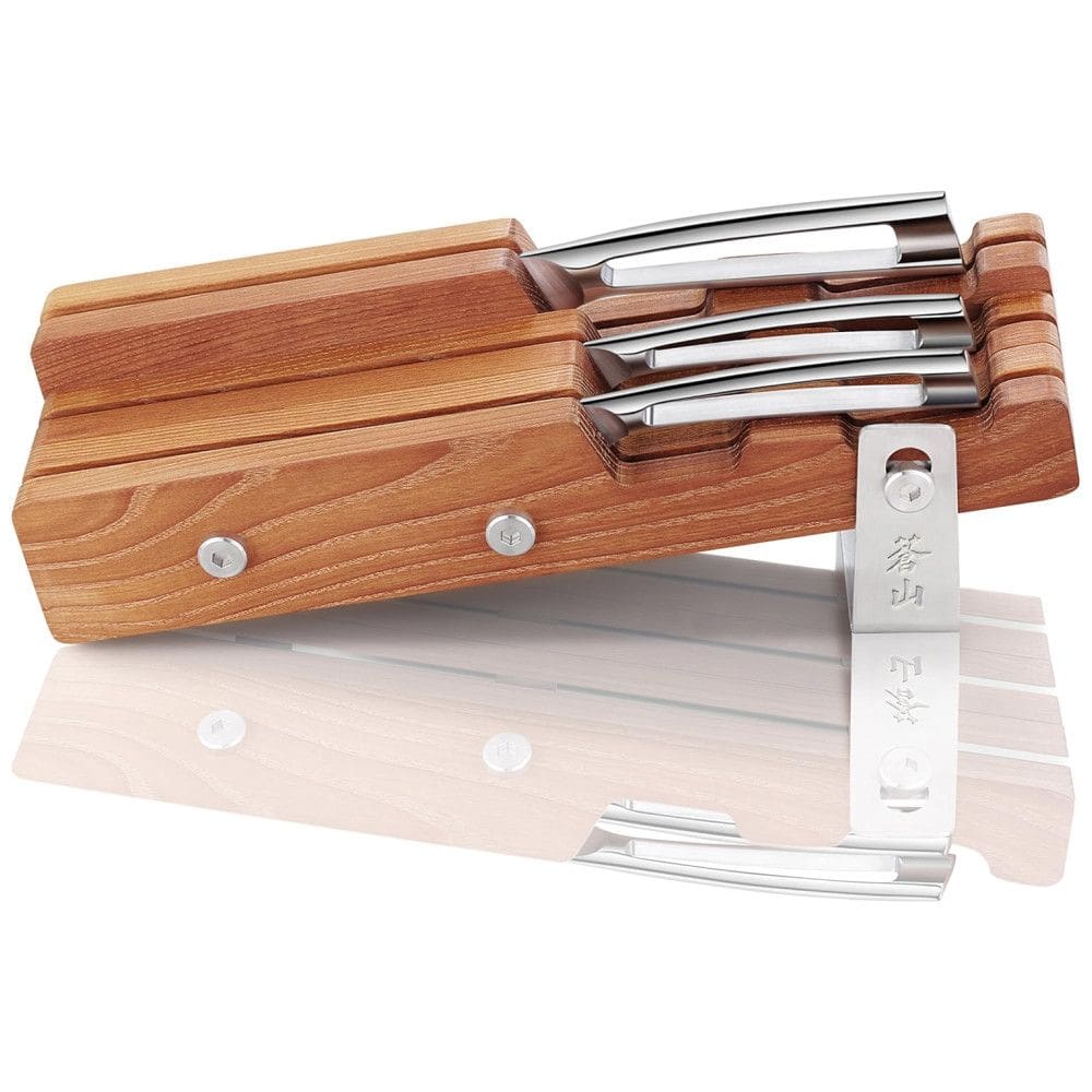 Conjunto de Facas em Aço Inoxidável com Bloco de Bancada, 4 Peças, CANGSHAN 61857, Prateado