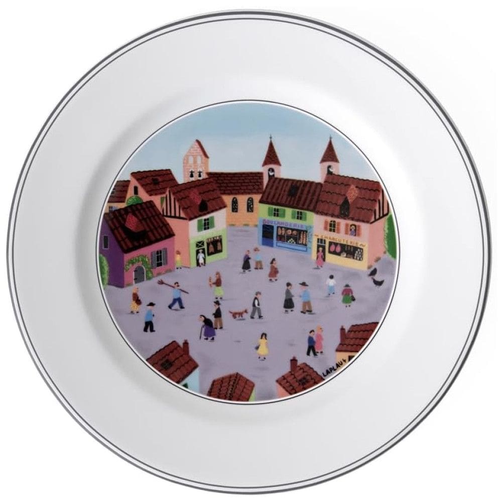 Prato para Salada ou Aperitivo de 21 cm com Tema Old Village Square, Formato Redondo e Material de Porcelana Premium, Villeroy Boch